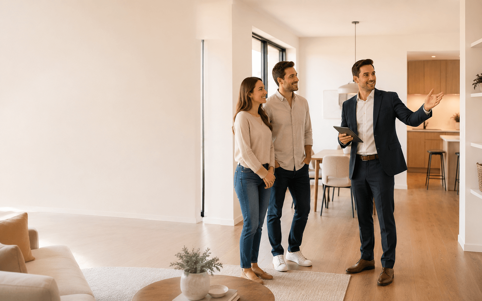 Profesional inmobiliario asesorando a un cliente
